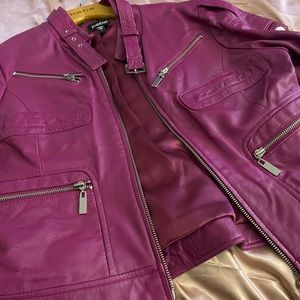 Slightly used 100% Leather Bebe Moto Jacket! Size Large